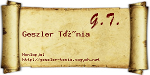 Geszler Ténia névjegykártya